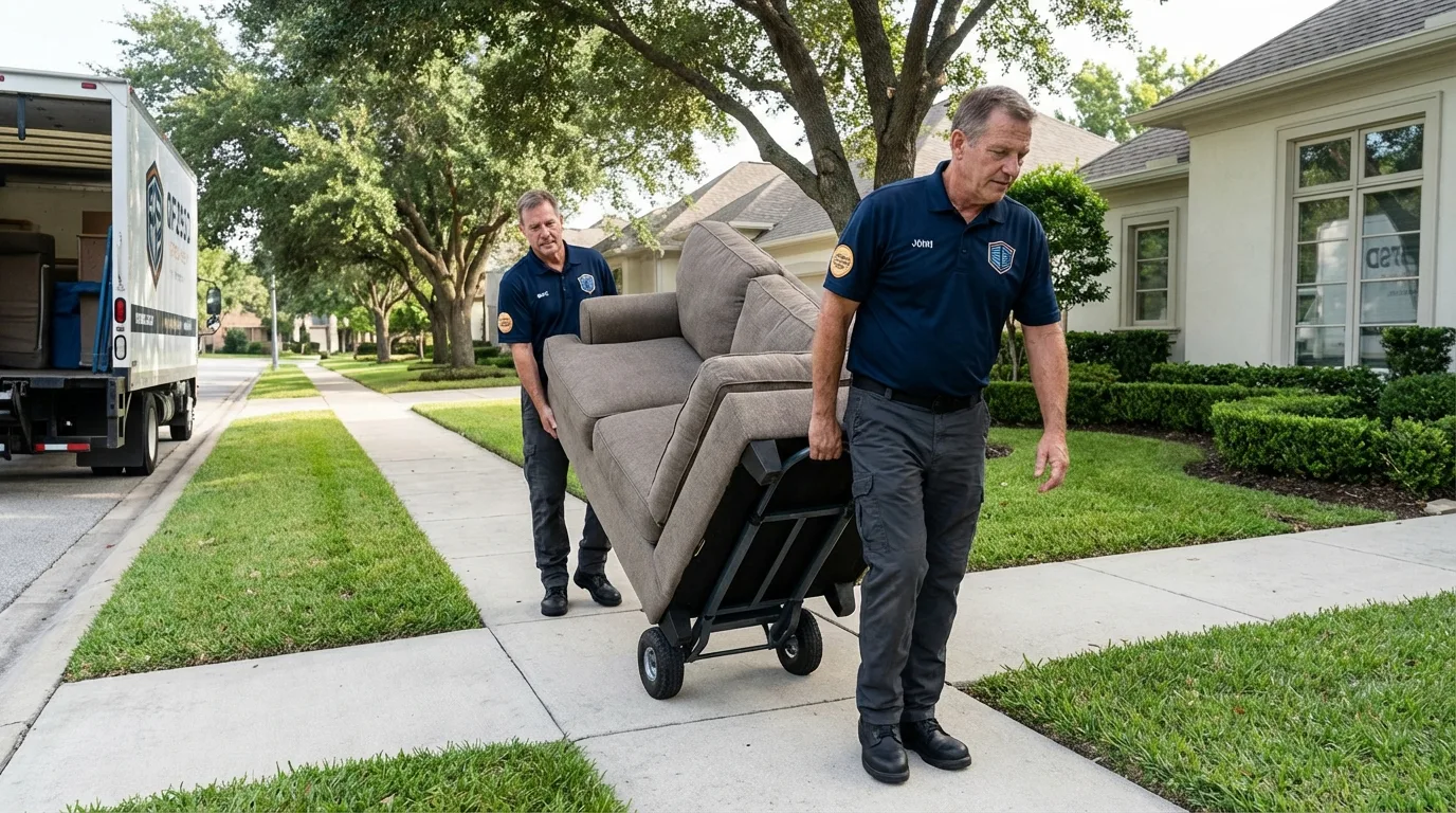 Local residential moving crew loading furniture in Mount Sterling, IL